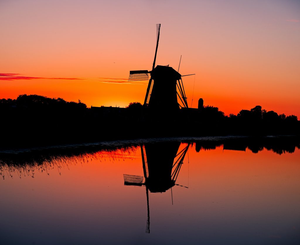 Dutch landscape of windmills